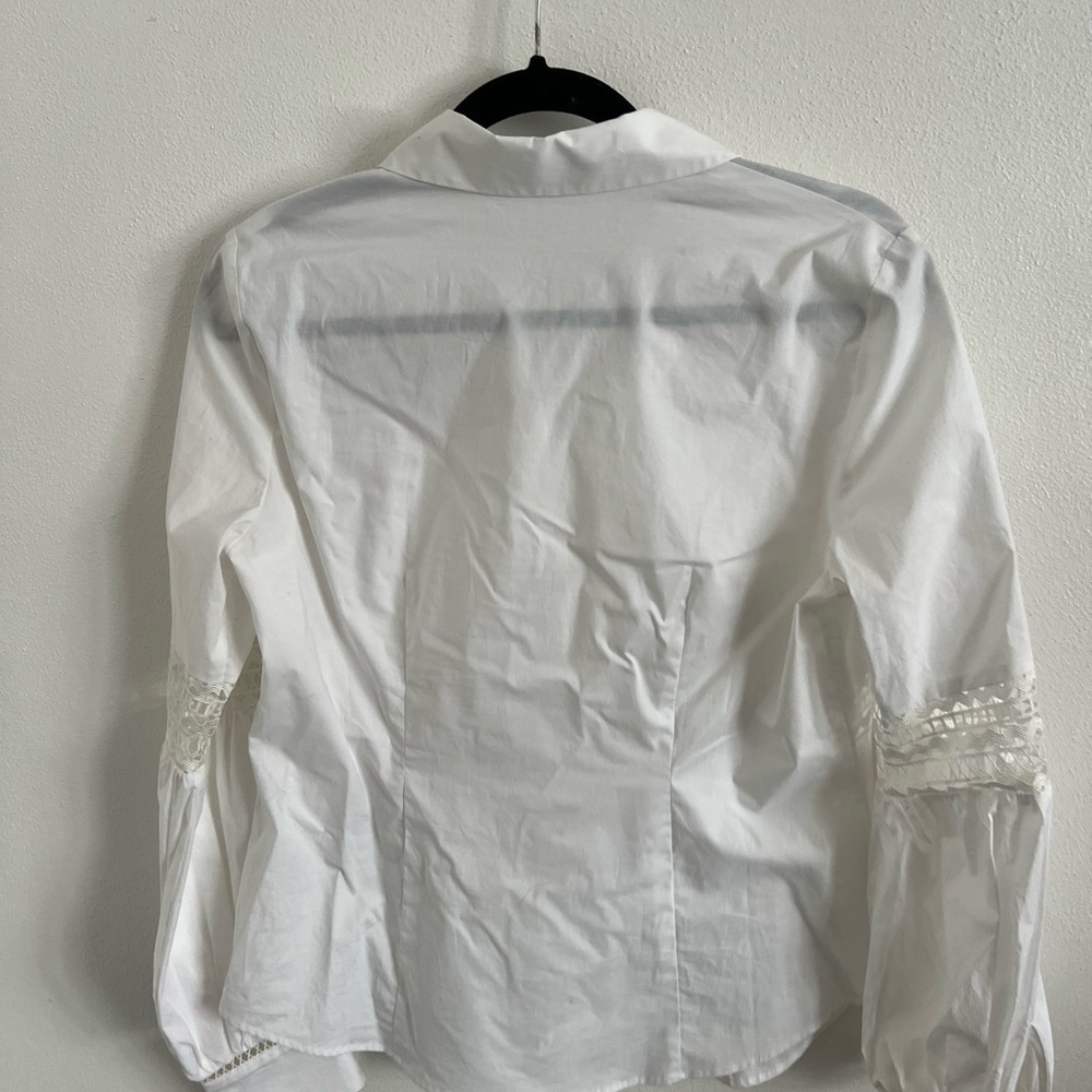 Pearl by Lela Rose Lace Inset Long Sleeve Blouse, size 4 - Picture 6 of 6
